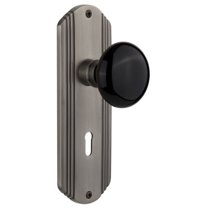 Nostalgic Warehouse Decblk_Sd_Kh Vintage Black Porcelain Single Dummy Door Knob - Grey