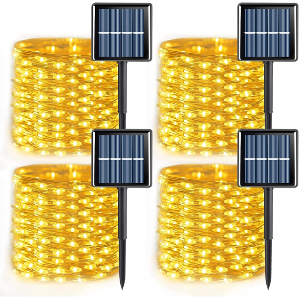 Solar Fairy Lights Outdoor Waterproof, 4 Pieces 72 Feet Each 200 LED