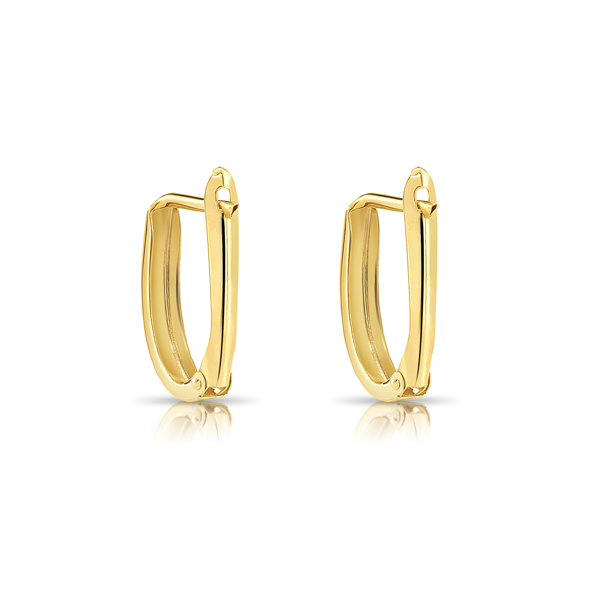 Tilo Jewelry 14K Yellow Gold Shiny Oval Plain Huggie Hoop Earrings | Handmade Fine Jewelry | Women & Unisex