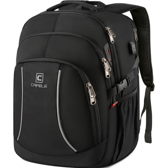 17.3 inch Laptop Backpack,School Bookbag Computer Rucksack with USB Charging Port,Water Resistant Sturdy Bagpack for Business College School Travel,Men Women Casual Daypack,Black