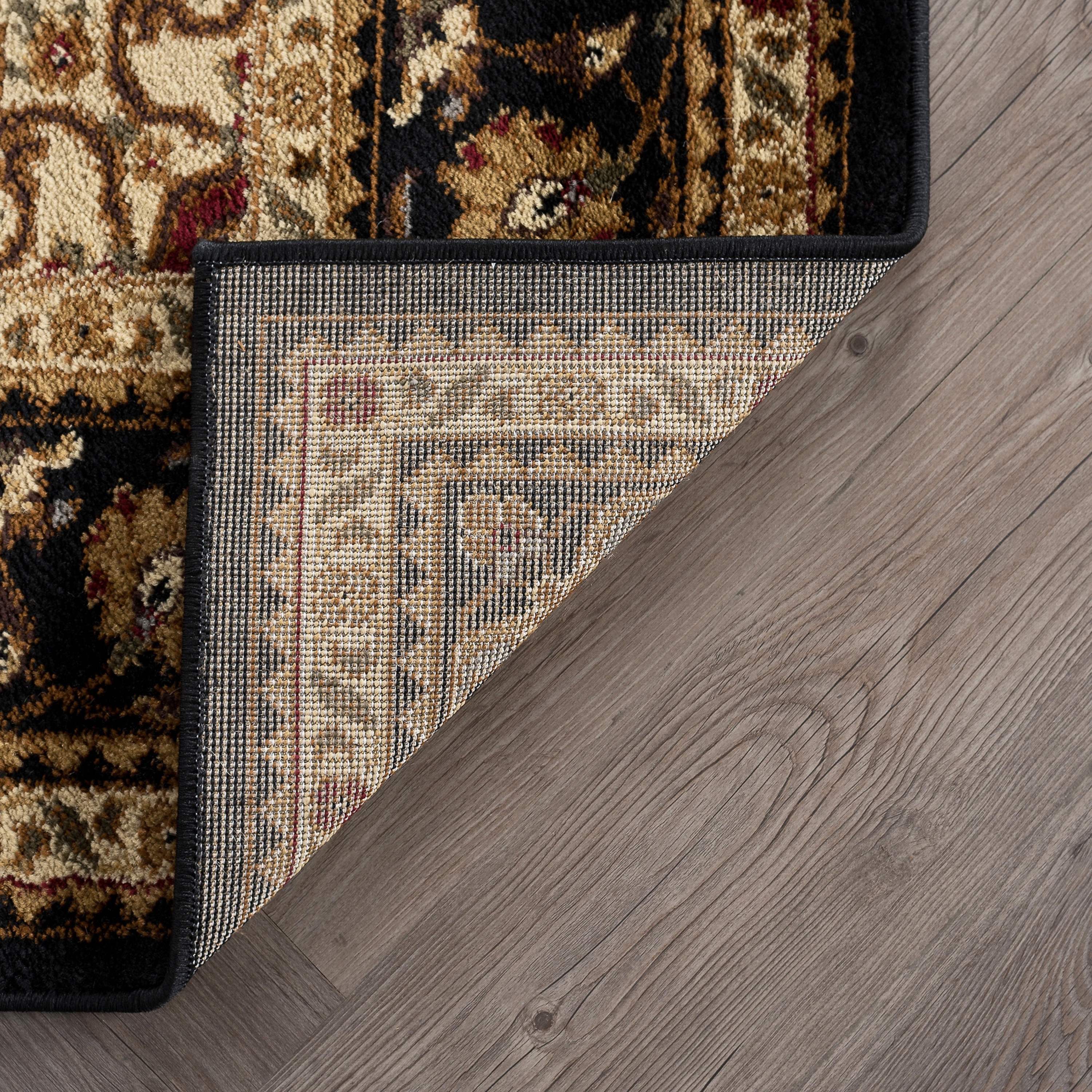 Traditional 5x7 Area Rug (5' x 7') Oriental Red, Black Living Room Easy to Clean