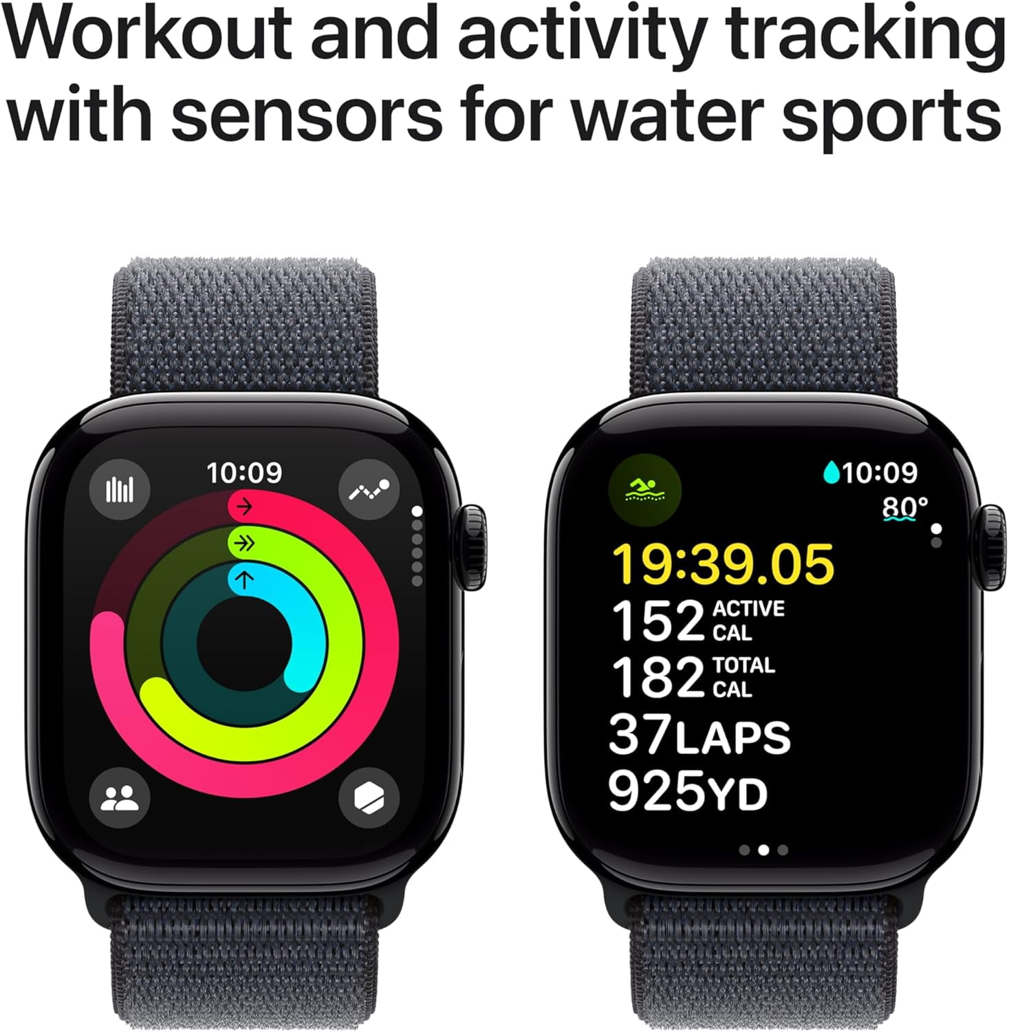 Open Box Apple Watch Series 10 (GPS+Cellular) 46mm Aluminum Jet Black W/ Ink Sports Loop