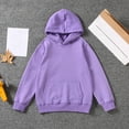 thumbnail image 3 of Zecgelong Girls Hooded Sweatshirts Fuzzy Long Sleeve Warm Hoodie Solid Color Casual Front Pouch Pocket Tops,Purple 10-12 Years, 3 of 3