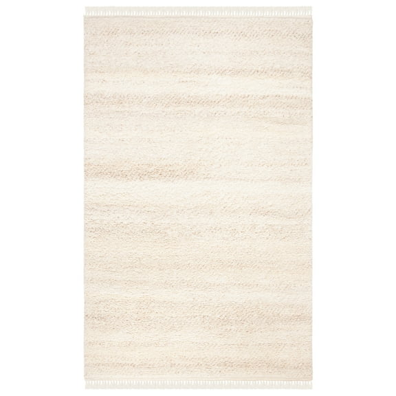 SAFAVIEH Casablanca Carbrey Solid Wool Shag Area Rug, Beige, 5' x 8'