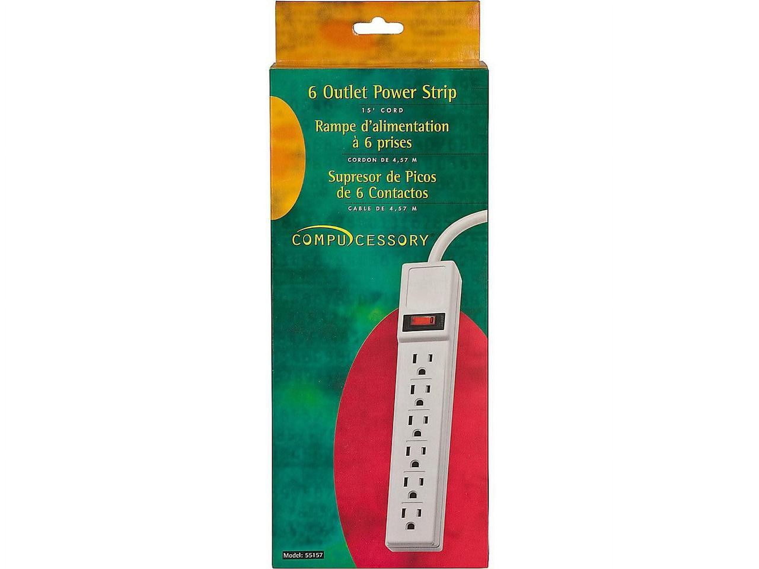 Compucessory, CCS55157, 6-Outlet Power Strips, 1 Each, Light Gray