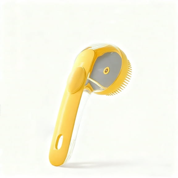 Dog Cat Bath Massage Brush - Silicone Bristles with Shampoo Dispenser, Fit Long & Short Haired Pets