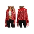 thumbnail image 2 of Hirigin Store Women Disco Cowgirl Jacket Lightweight Casual Sequin Tassels Long Sleeves Cardigan Coat for Outwear Streetwear, 2 of 8