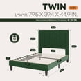 thumbnail image 6 of Einfach Twin Bed Frame, Platform Bed with Upholstered Velvet Vertical Channel Headboard, Green, 6 of 7