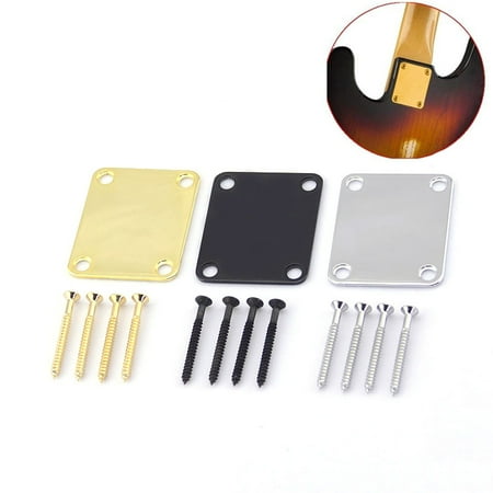 - Alloy Neck Plate with 4 Screws Replacement Part for ST Fender Electric Guitar Bass Gold