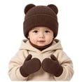 thumbnail image 6 of 6-36 Months Kids Winter Beanie Hat and Mitten Set, Cute Earflap Knit Cap for Boys Girls, 6 of 8