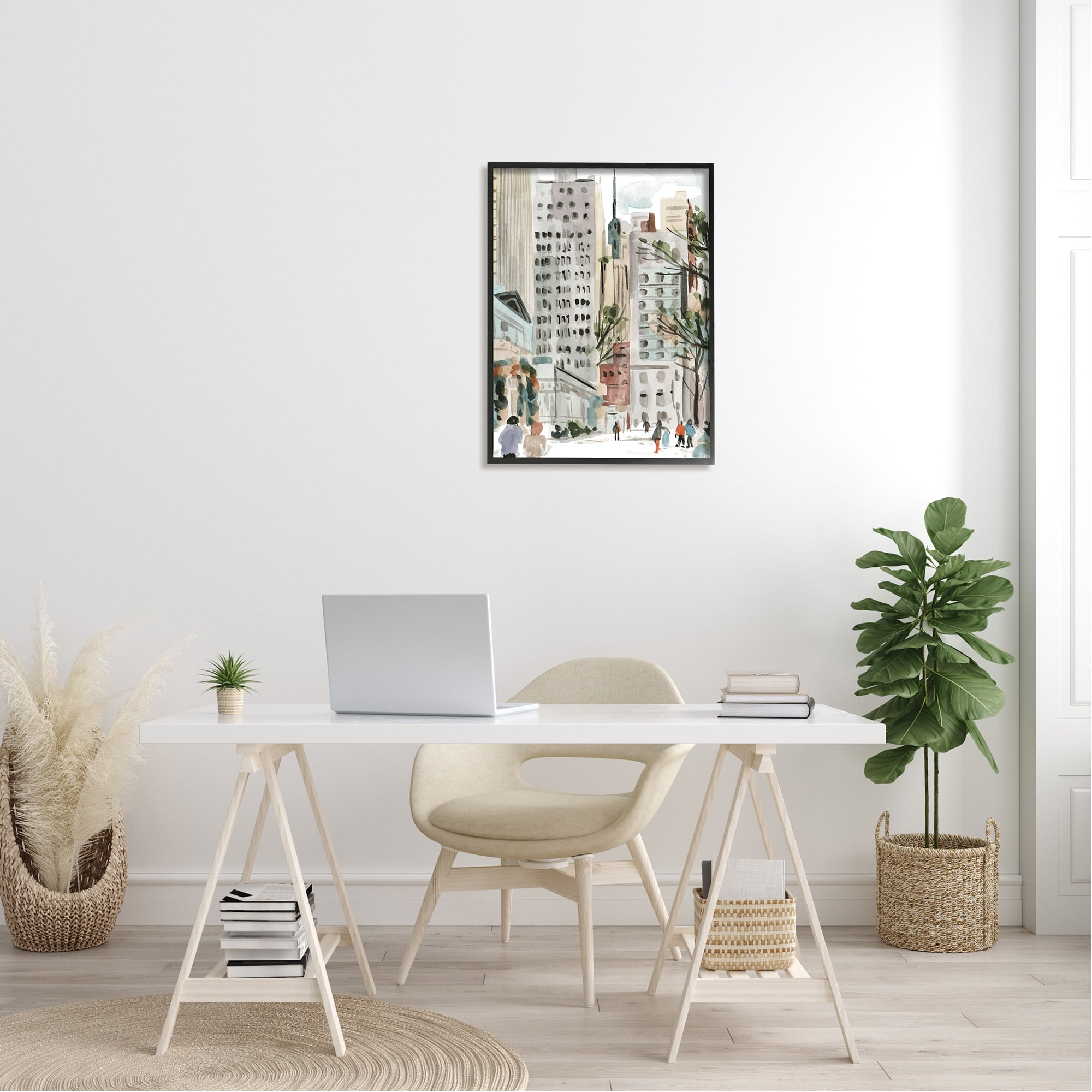 Stupell Industries People Walking City Streets Tall Metropolis Buildings , 24 x 30, Design by Melissa Wang