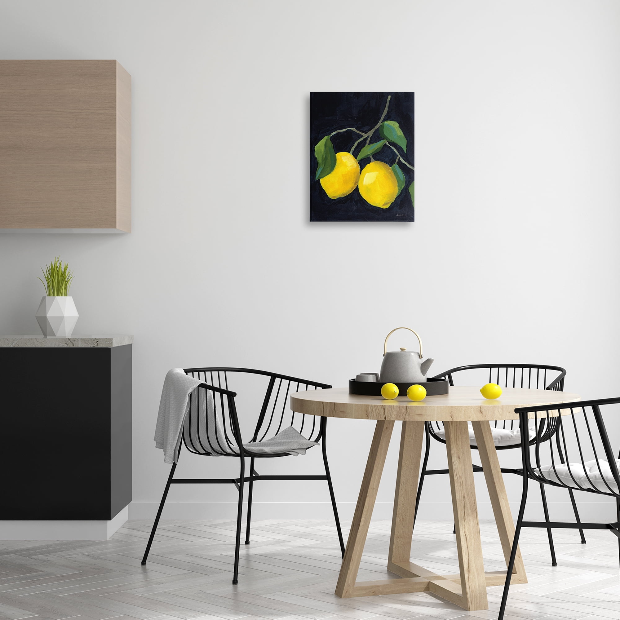 Stupell Industries Two Lemons on Black Food & Beverage Painting Gallery Wrapped Canvas Art Print Wall Art, 16 x 20