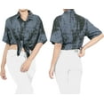 thumbnail image 3 of HAPPY BAY Women's Casual Beach Short Sleeve Blouse Shirt Open Front Blouses Button Down Dress Tops Tee Shirts Hawaiian Dresses for Women L Faded Tie Dye, Grey, 3 of 3