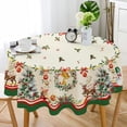 thumbnail image 4 of Round Christmas Tablecloth 60 x 60in,Christmas Tree Elk Holiday Decoration Table Cloth,Polyester Waterproof and Wrinkle-Resistant Durable Christmas Tablecloth for Kitchen,Winter and Home Decor, 4 of 6
