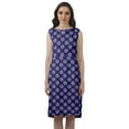 thumbnail image 1 of Moomaya Knee Length Summer Dresses Printed Back Slit Boat Neck Shift Dress, 1 of 4