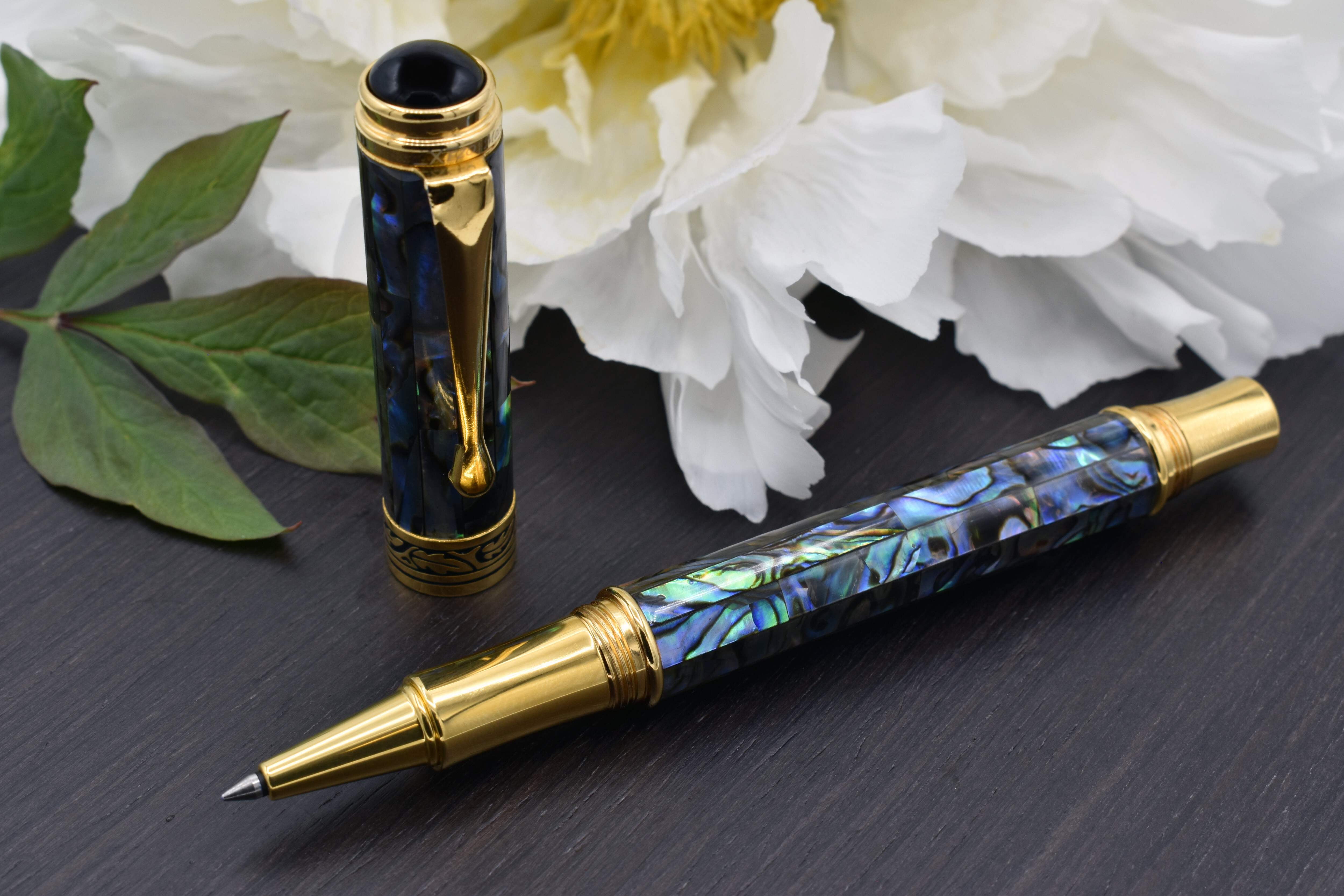 Xezo Xezo Maestro® Paua Abalone Sea Shell Rollerball Pen - 18K Gold Plated