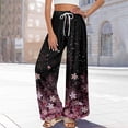 thumbnail image 5 of WTOBBY Women's Summer Boho Floral Print Wide Leg Palazzo Pants with High Waist Elastic Drawstring and Side Pockets for Comfortable Everyday Use ,Black L, 5 of 7