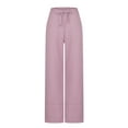 thumbnail image 6 of QUINDOS Womens Fall Pants Wide Leg High Waisted Full Length Casual Pants Drawstring Loose Trousers with Pockets, 6 of 7