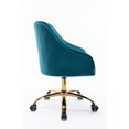 thumbnail image 2 of Accent Swivel Desk Chair, Height Adjustable Armchair with Button Tufted Back and 5 Wheels, Shell Office Chair for Bedroom, Living Room, Teal, 2 of 8