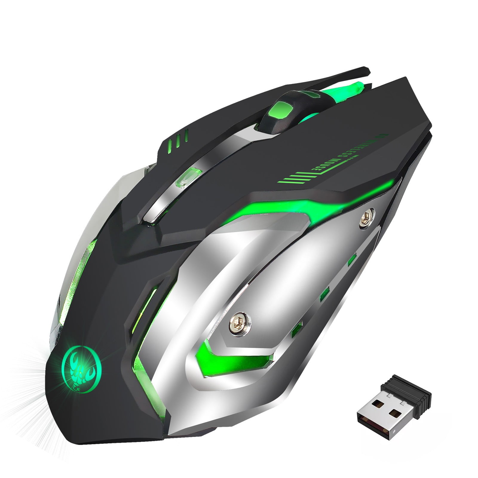 PC 2.4G Wireless Gaming Mouse Ergonomic Optical Mouse with Colorful Light Rechargeable for Laptop 2400 DPI 6 Buttons Notebook Mac-M10 