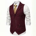 thumbnail image 6 of Vintage Tweed Waistcoat for Men with Chain Detail Retro Lapel Vest Formal Suit Gilet Business Casual Sleeveless Jacket Wine L, 6 of 8