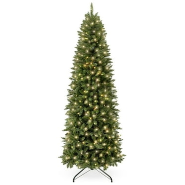 Prelit Pencil Christmas Tree, 4.5ft Premium Artificial Tree, Realistic Lighted Spruce Holiday Decor w/Warm White Lights, Base