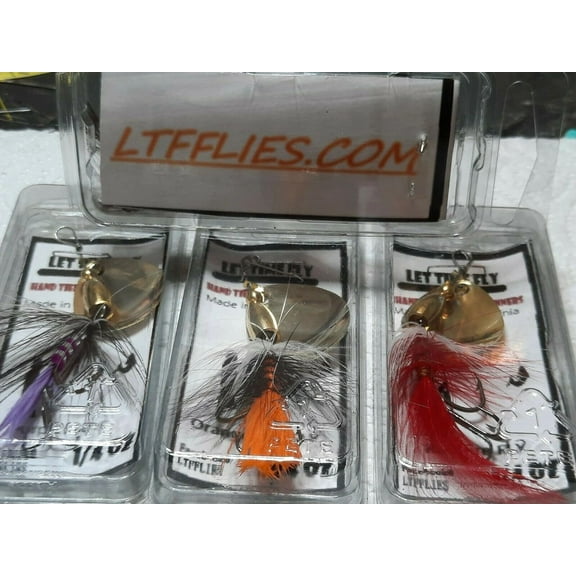 3 Trout spinners 1/4 oz inline small mouth bait  1/4 oz inline spinner fishing casting Bass lure
