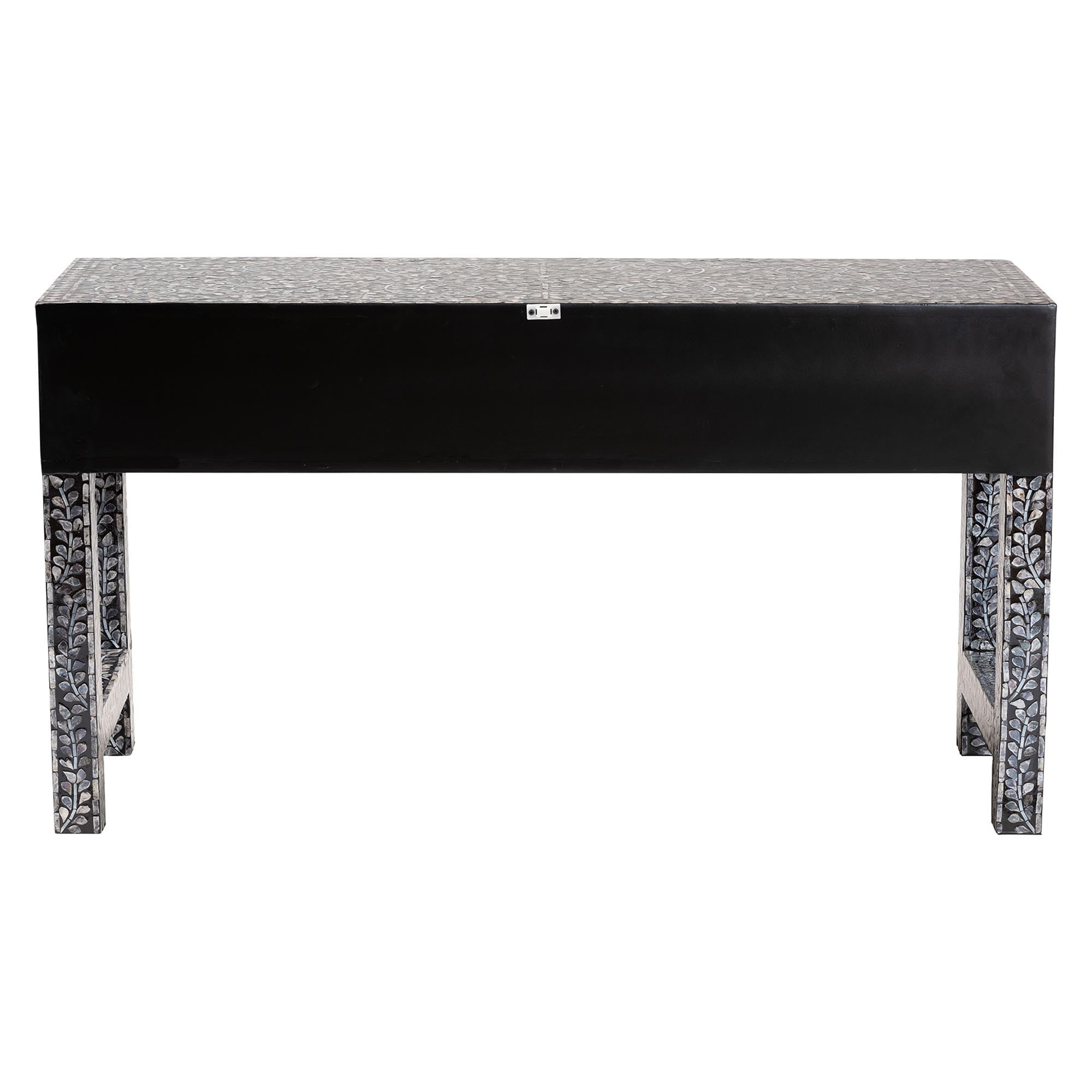 bali & pari Elara Coastal Console Table, 3-Drawer, Mosaic Black