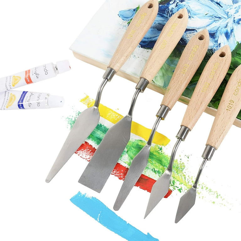 Palette Knife,5 Pcs Pallet Knife Set for Acrylic Painting Multiple Types  Stainless Steel Paint Spatula Oil Painting,Color Mixing,Cake Decorating Painting  Knives Painting Tools for Artists