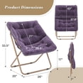 thumbnail image 2 of VibrantEcho Saucer Chair for Adult, Square Comfy Cozy Chair Folding Chair Faux Fur Metal Frame Foldable Reading Chair Accent Chair for Bed Room Living Room, Purple, 2 of 18