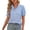 Blue, variant on Women's Plaid Puff Sleeve Summer Top | V Neck Button Up Shirt Blouse for Work Casual