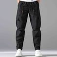thumbnail image 2 of BVnarty Men's Solid Multi Zipper Pocket Sports Pants Elastic Waist Inner Drawstring Functional Pockets Long Trousers for Outdoor Athletic Activity Black XL, 2 of 9