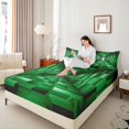 thumbnail image 3 of Castle Fairy Geometric Cube Tunnel Bed Sheets 4-Piece,Minimalist Block Full Size Sheets,Emerald Black,1 Flat Sheet, 1 Fitted Sheet and 2 Pillowcases, 3 of 7