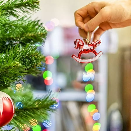 

AXXD Christmas Decoration Supplies Christmas Plastic Electroplating Rocking Horse Small Wooden Horse Christmas Tree Decoration School Pendant Room Decor For Rollback