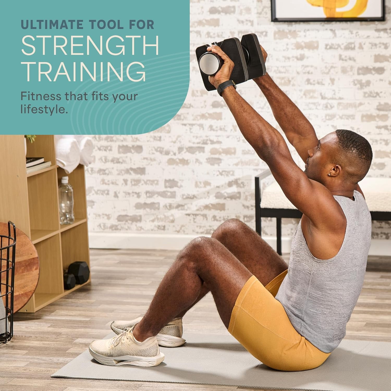 LifePro Adjustable Dumbbells Set – 5in1, 55lb Each Quick Adjust Hand Weights with Rack for Home Gym & Strength Training - Black