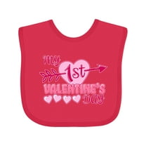 Inktastic My First Valentine's Day with Pink Heart and Arrow Boys or Girls Baby Bib
