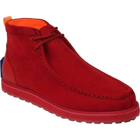 Men's TAYNO Wallabee Style Chukka Boots Soft Micro Suede MOJAVE S Red