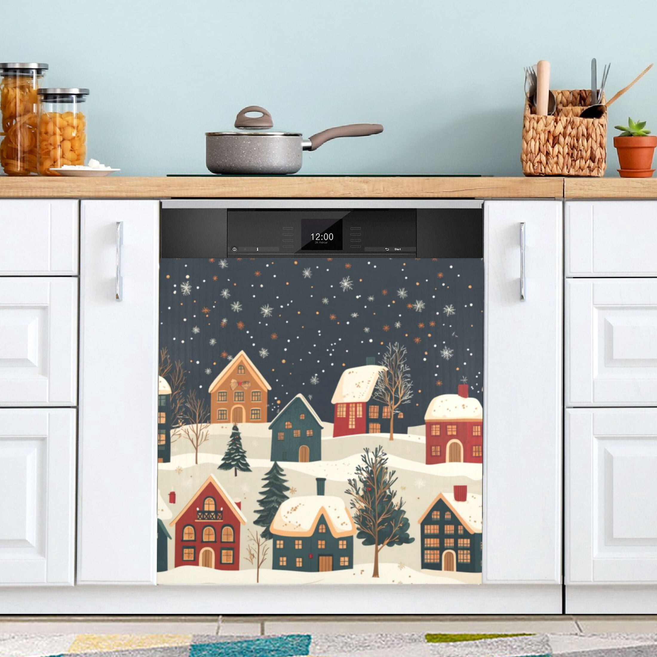 Dishwasher Magnetic Sticker 23x26 Inch Refrigerator Magnetic Sticker Washing Machine Magnetic Sticker Kitchen Panel Magnetic Sticker Home Decor Cartoon Christmas House