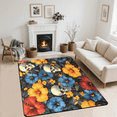 thumbnail image 2 of CURLYOOT Skull Floral Area Rugs for Living Room Bedroom, 4' 10" x 6' 8" Washable Rug, Halloween Floor Carpet with Non Slip Backing for Dining Room Indoor, 2 of 7