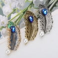 thumbnail image 5 of Unique Bargains 1 Pc Hair Barrettes Feather Hair Clips Gold Tone Blue Green, 5 of 5