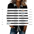 thumbnail image 2 of Women's Denim Collar Knit Sweater Long Sleeve Button V Neck Patchwork Pullover Casual Retro Tops for Fall Winter, 2 of 4