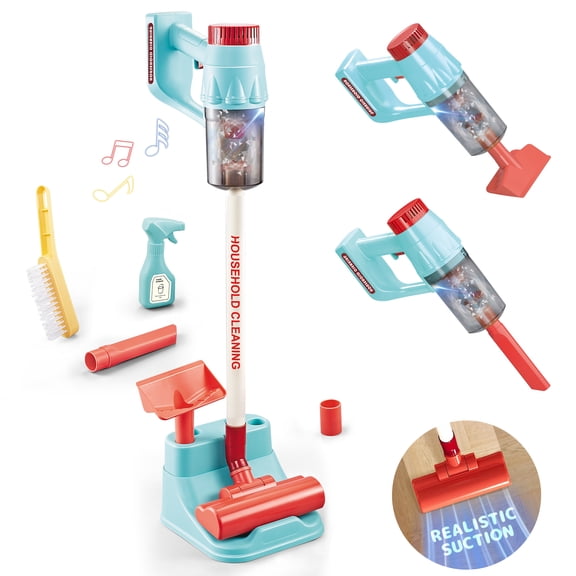 3-in-1 Toy Vacuum Cleaner with Real Suction, Sounds and Tools, Working Suction Toy Vacuum, Cleaning Toy, Role Play Housekeeping Set