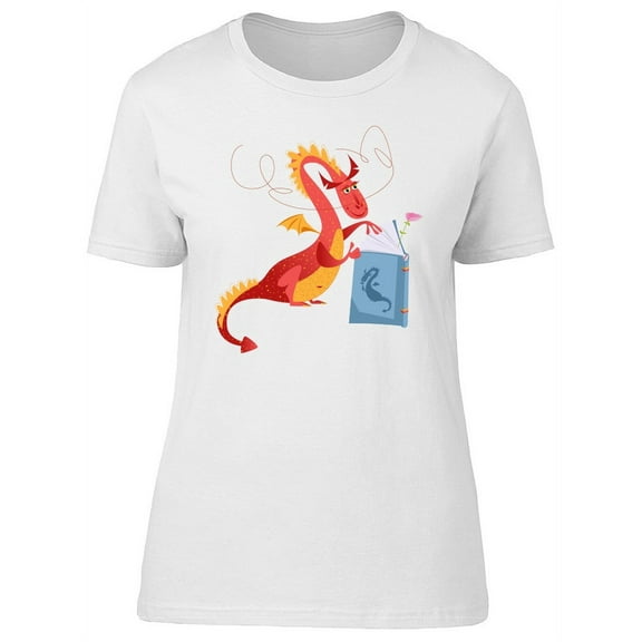 Cute Red Dragon Cartoon T-Shirt Women -Image by Shutterstock, Female Large