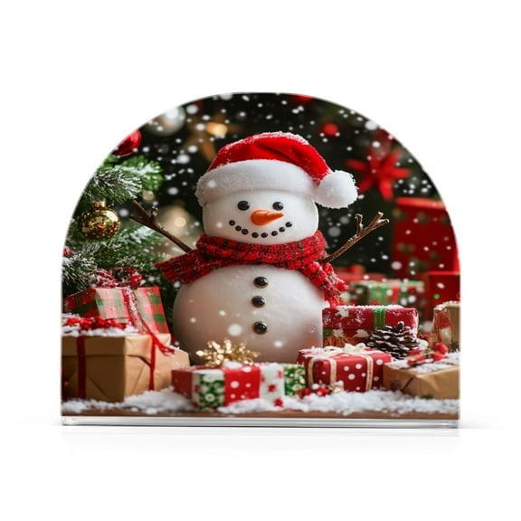 Christmas Snowman Gift Thick U Shape Acrylic Napkin Holder Non Slip Space Saving for Kitchen