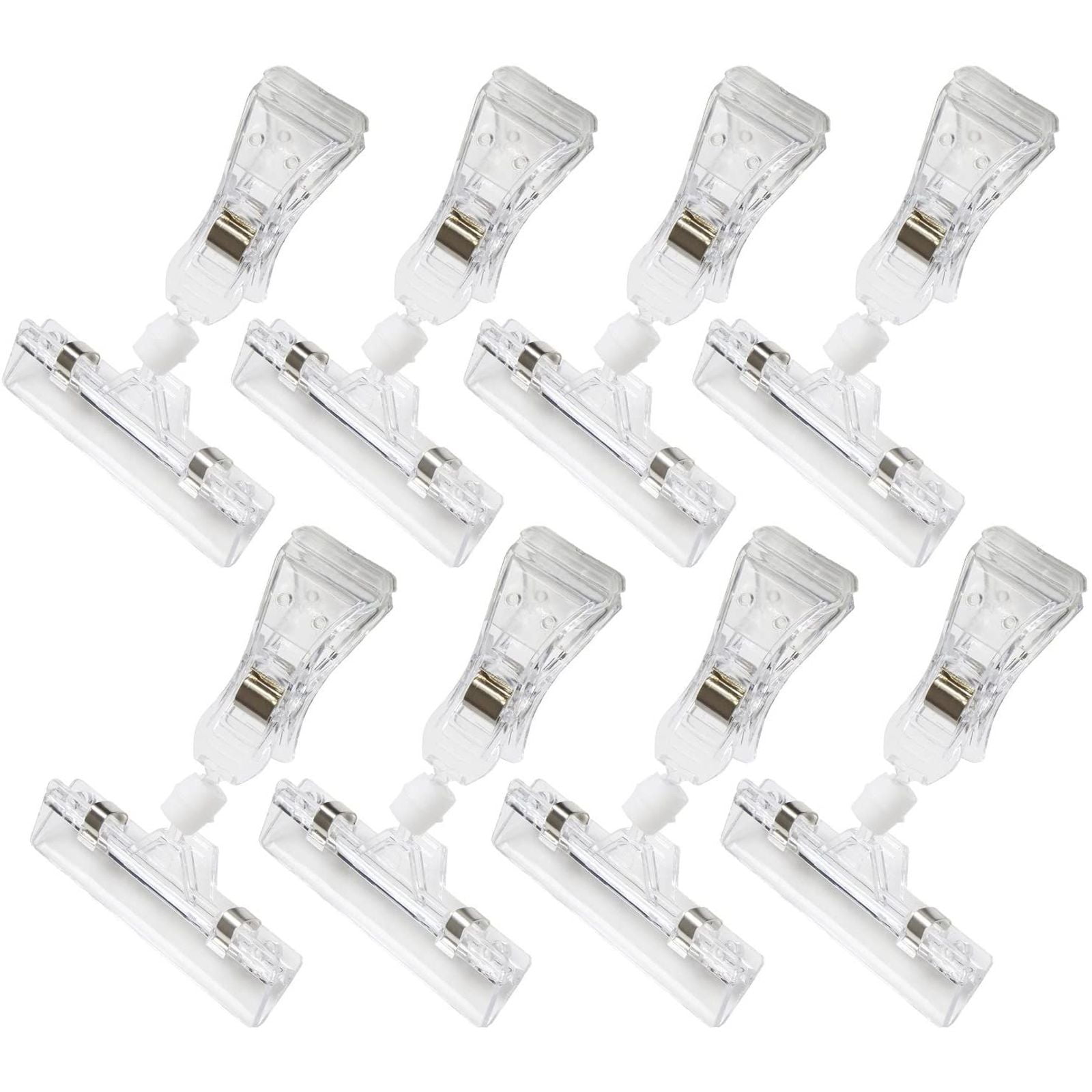 50 Pack, 8 cm Wide Clear Plastic Rotatable Sign Clips Merchandise Sign Clip Display Clip Holder Stand