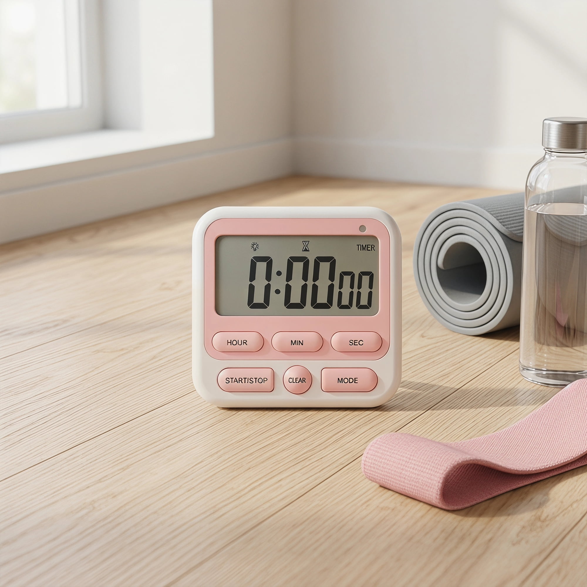 Unique Bargains Kitchen Timer Loud Alarm Clock Magnetic Backing Stand Cooking Timers Pink