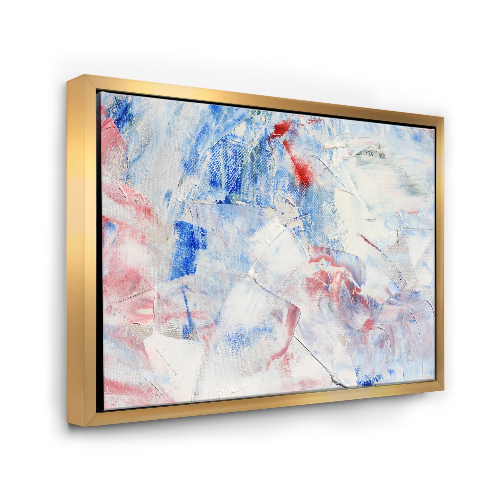 Designart 'Abstract Blue Composition' Modern Framed Canvas Wall Art Print