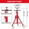 thumbnail image 3 of Pipe Stand, Pipe Jack Stand with Casters 28-52 Inch Adjustable Height V Head Folding Pipe Stands 1100 Lb Capacity 1/8 to 12 Inch Pipe Supporting, Heavy Duty Steel Jack Stands for Welding, 3 of 9