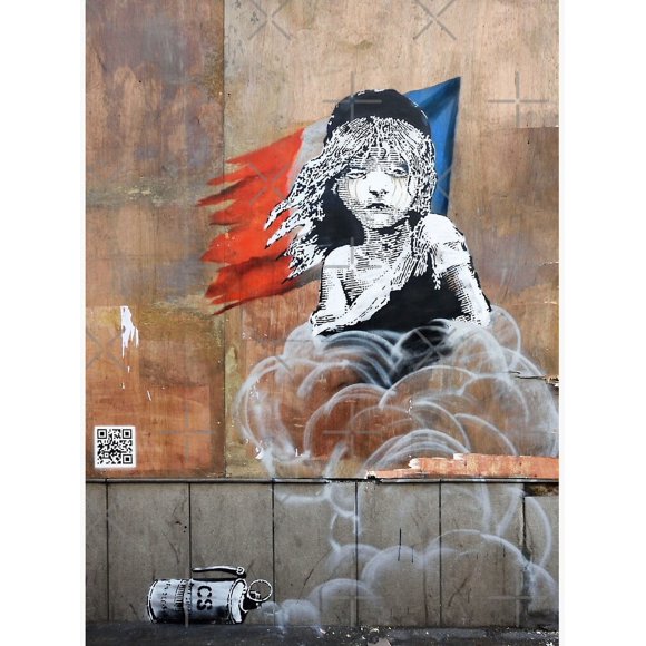 Cosette Teargas QR Code Banksy Poster Framed-unframed