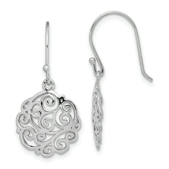 Primal Silver Sterling Silver Rhodium-plated Filigree Circle Dangle Earrings